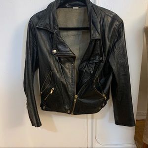 Acne leather motto jacket
